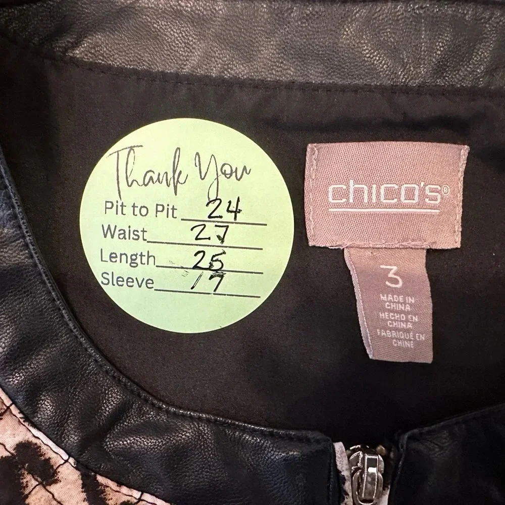 Chico’s Quilted Leopard Skin Commuter Town & Country Jacket